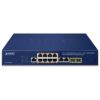 IPv4/IPv6, 8-Port Managed 802.3at POE+ Gigabit Ethernet Switch  +  2-Port 10/100/1000Mbps RJ45 + 2-Port 100/1000X SFP (120W PoE Budget, 250m Extend mode, supports CloudViewer app, MQTT and cybersecurity features)Planet