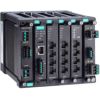 Layer 2 full Gigabit modular managed Ethernet switch with 4 fixed Gigabit ports, 2 slots for optional 4-port GE/FE modules, 2 slots for isolated power modules, up to 12 Gigabit ports, -10 to 60°C operating temperatureMOXA
